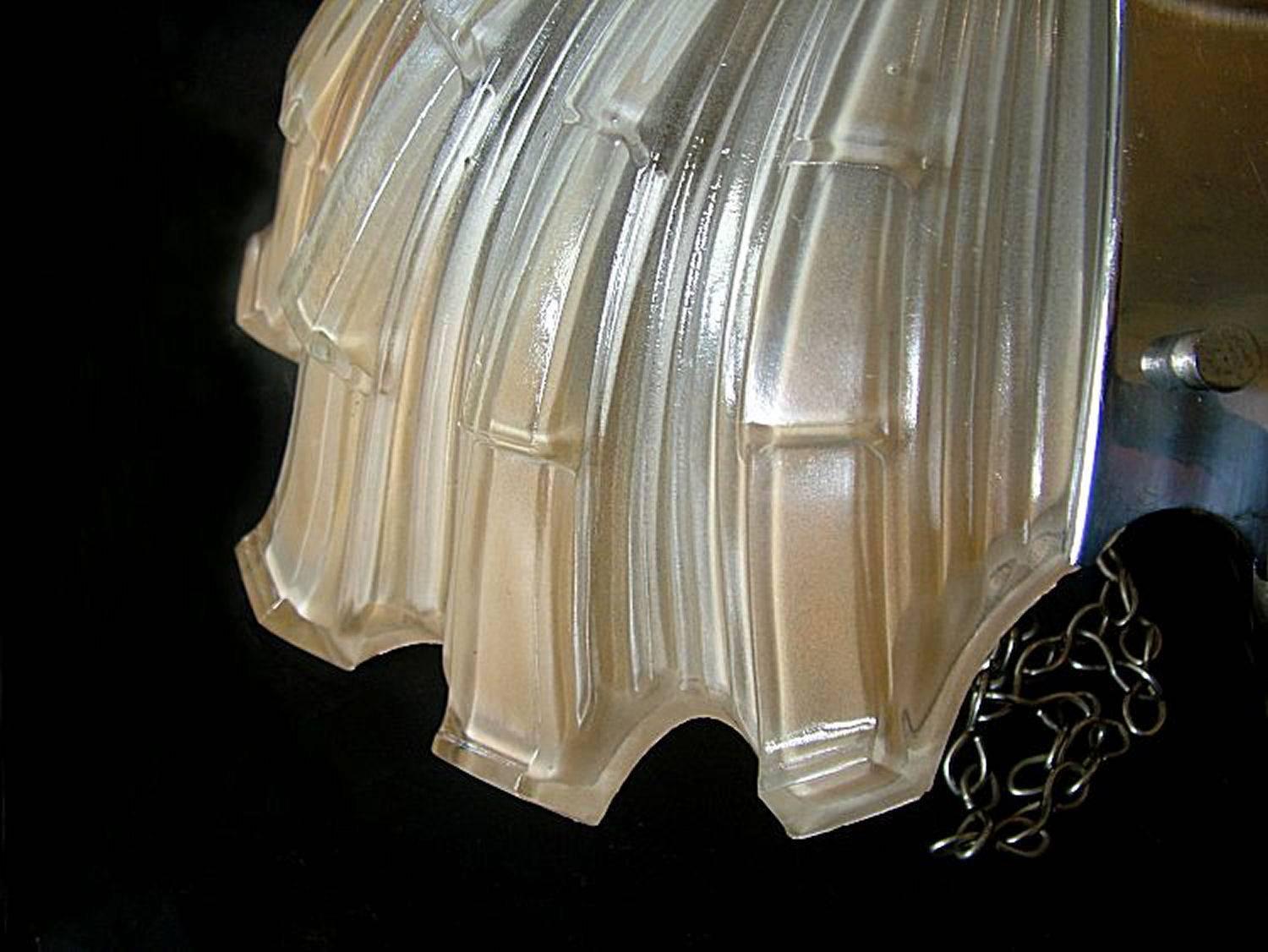 Art Deco Beige Opaque Shell Ceiling Light In Excellent Condition In Devon, England