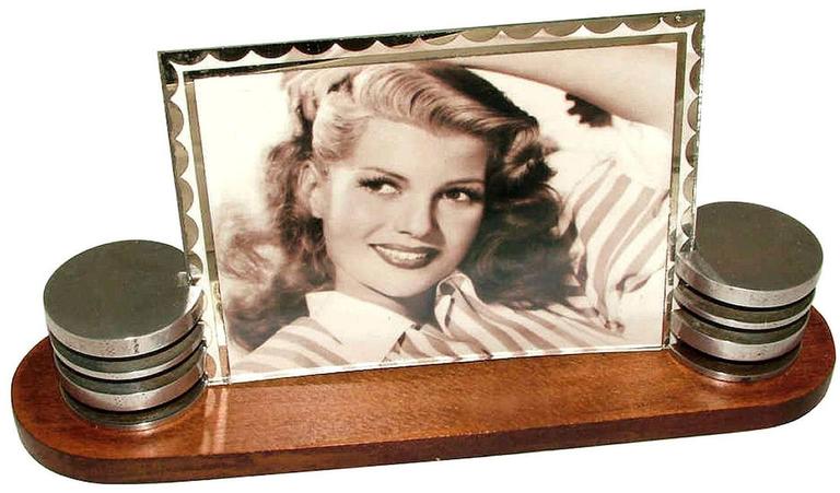 Original 1930s Art Deco Machine Age Picture Frame For At 1stdibs A Lovely Walnut Based Original French Art Deco 1930s Picture Frame With Chrome Circular Glass Holders