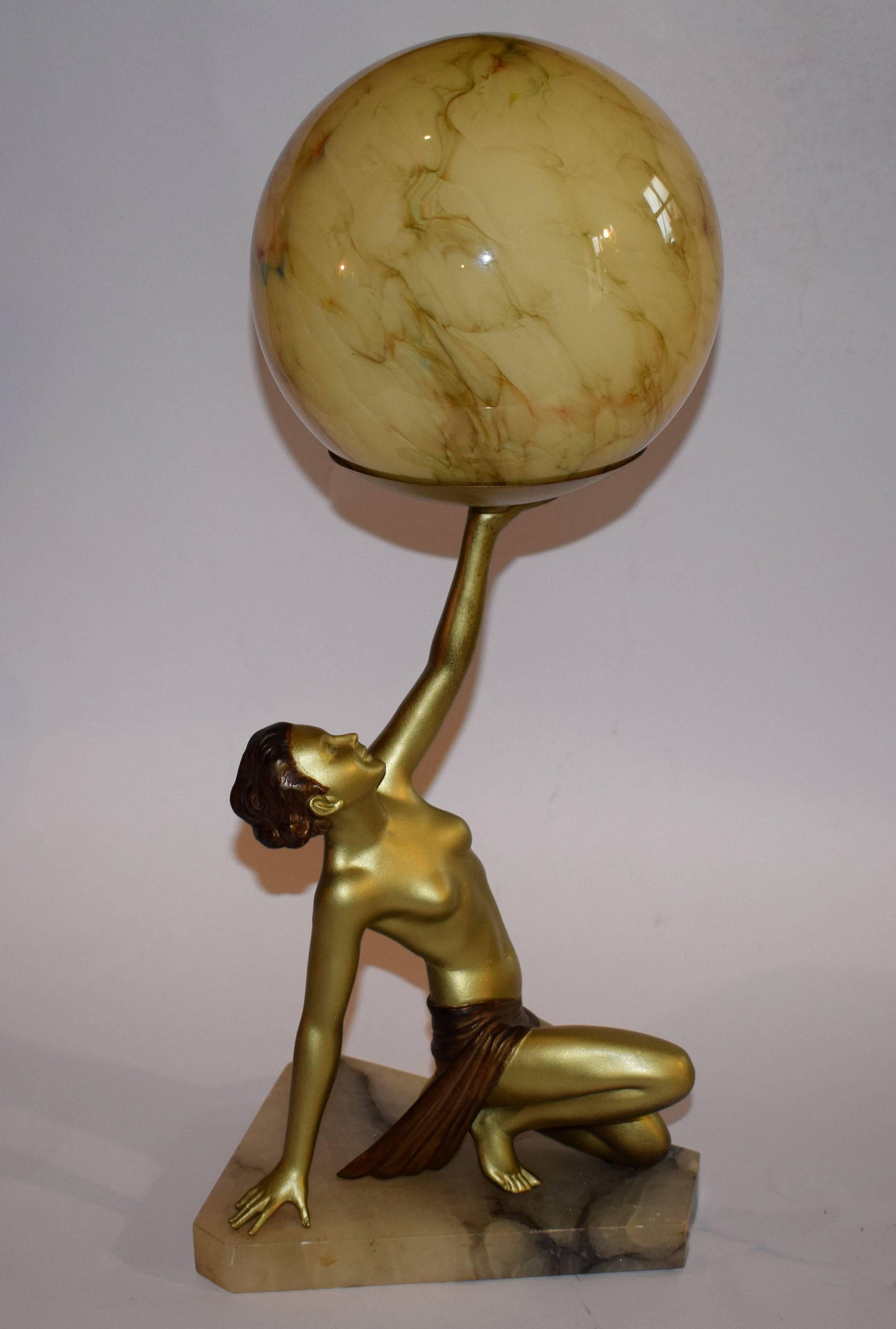 art deco nude lamp