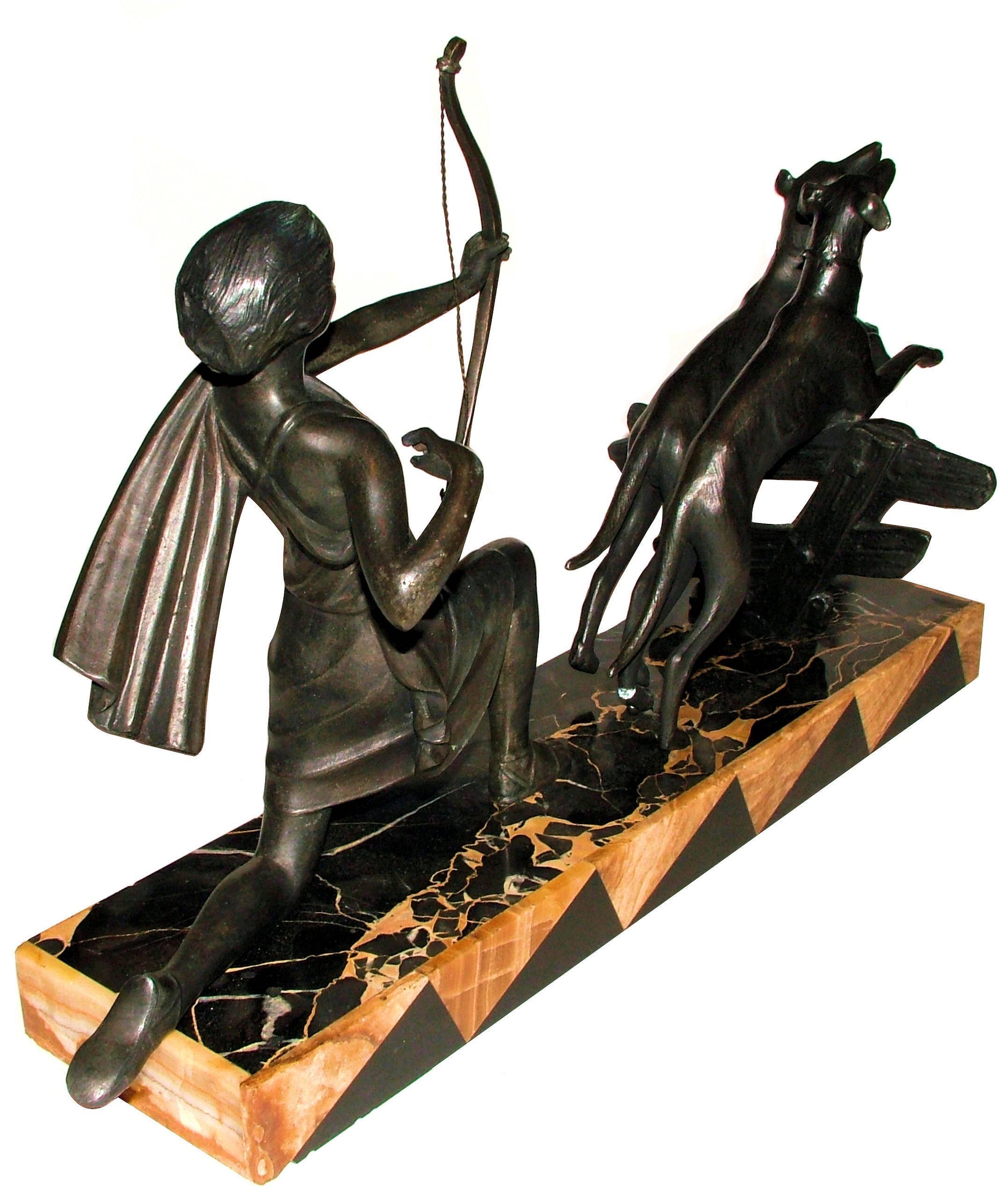 French 1930s Art Deco Spelter Figural Group 