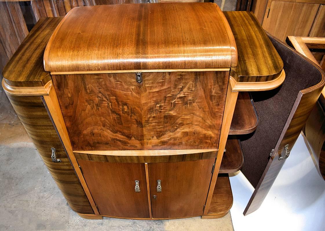 20th Century 1930s Odeon Art Deco Walnut Cocktail Cabinet