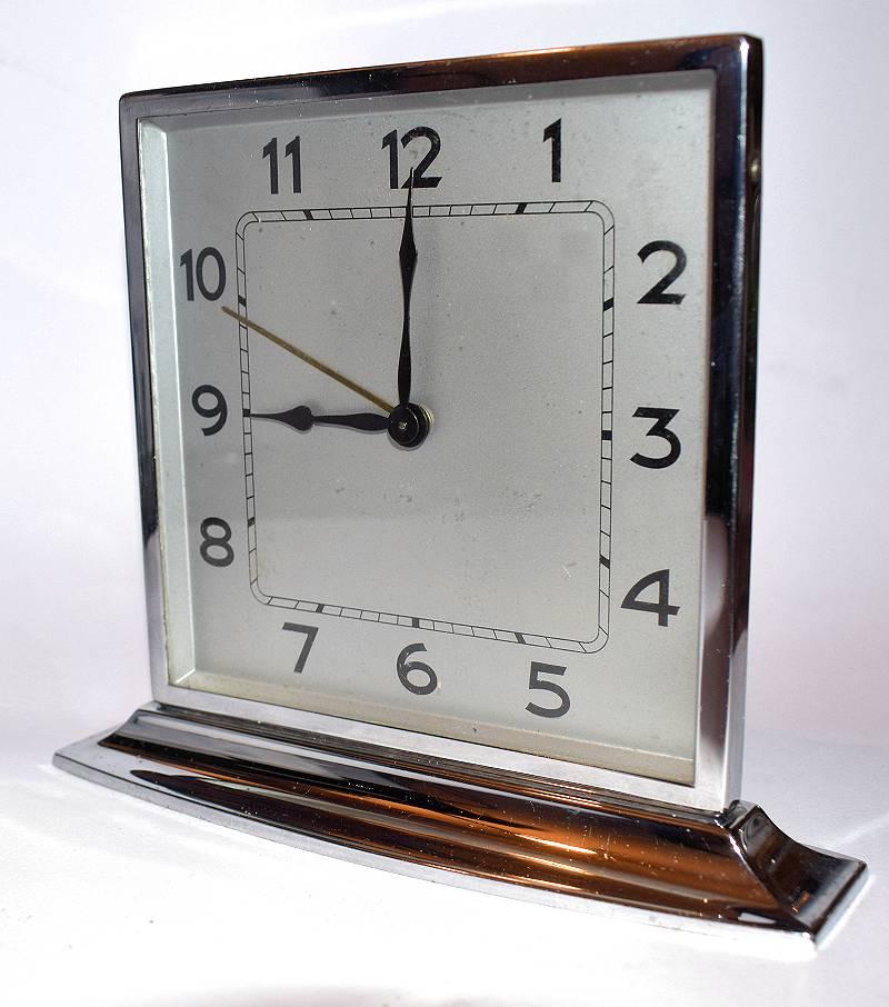 1930s Art Deco Chrome Clock 2