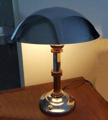 1930s Art Deco Mushroom Chrome and Copper Table or Desk Lamp