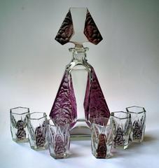 1930s, Art Deco Czech Decanter Glass Decanter Set