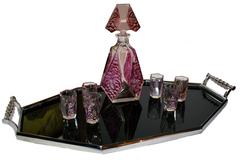 1930s Art Deco Black Vitrolte and Chrome Tray