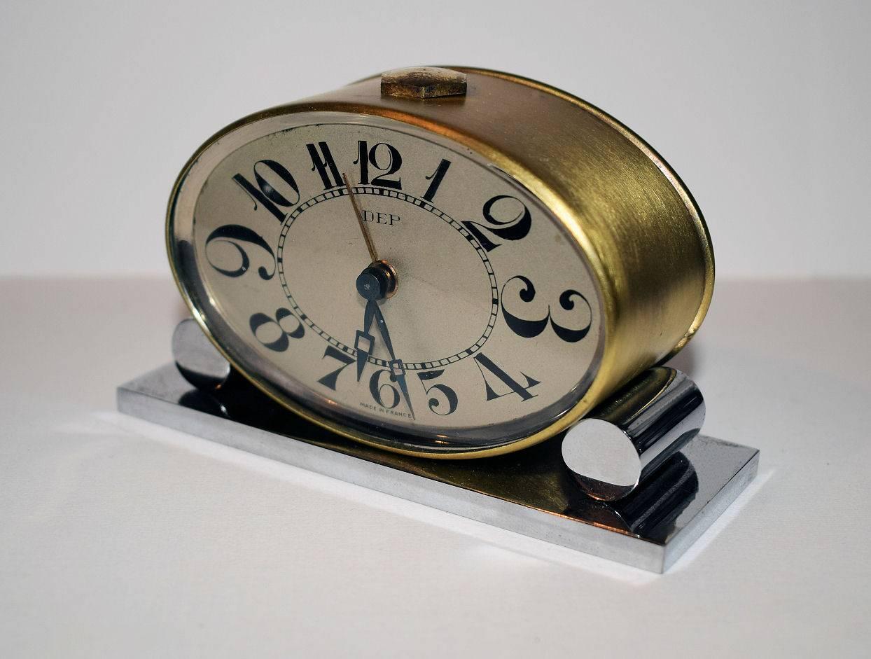 French Original 1930s Art Deco Miniature Clock by Dep