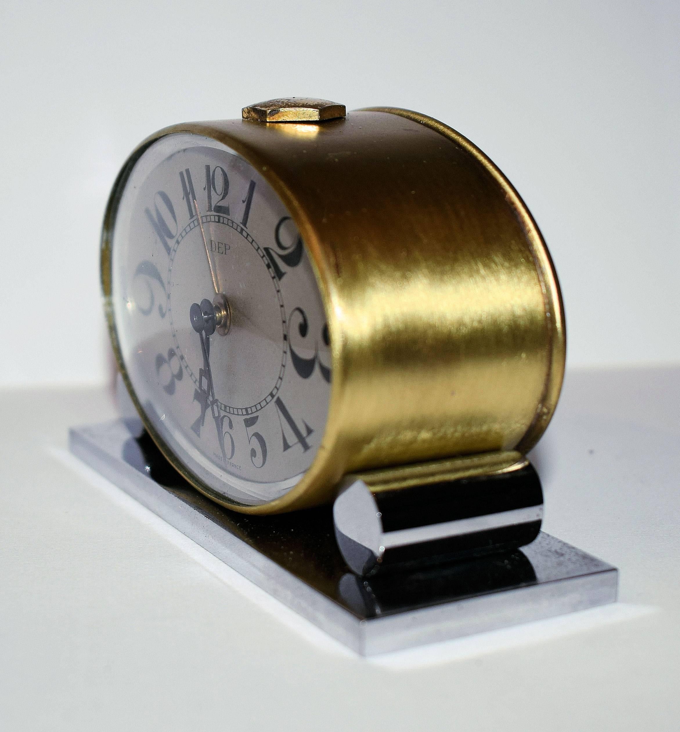Original 1930s Art Deco Miniature Clock by Dep In Excellent Condition In Devon, England