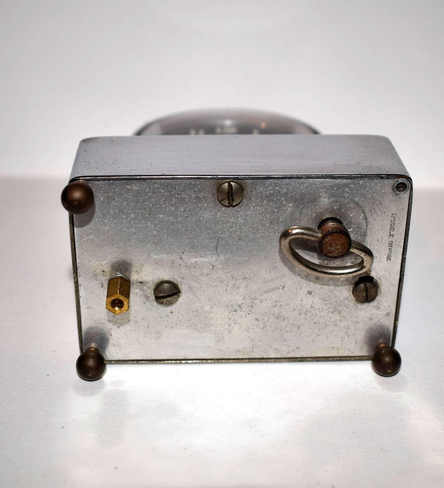 Rare 1930s Art Deco Miniature Musical Alarm Clock In Excellent Condition In Devon, England