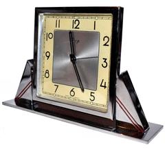 Original 1930s Art Deco Chrome Clock by Dep