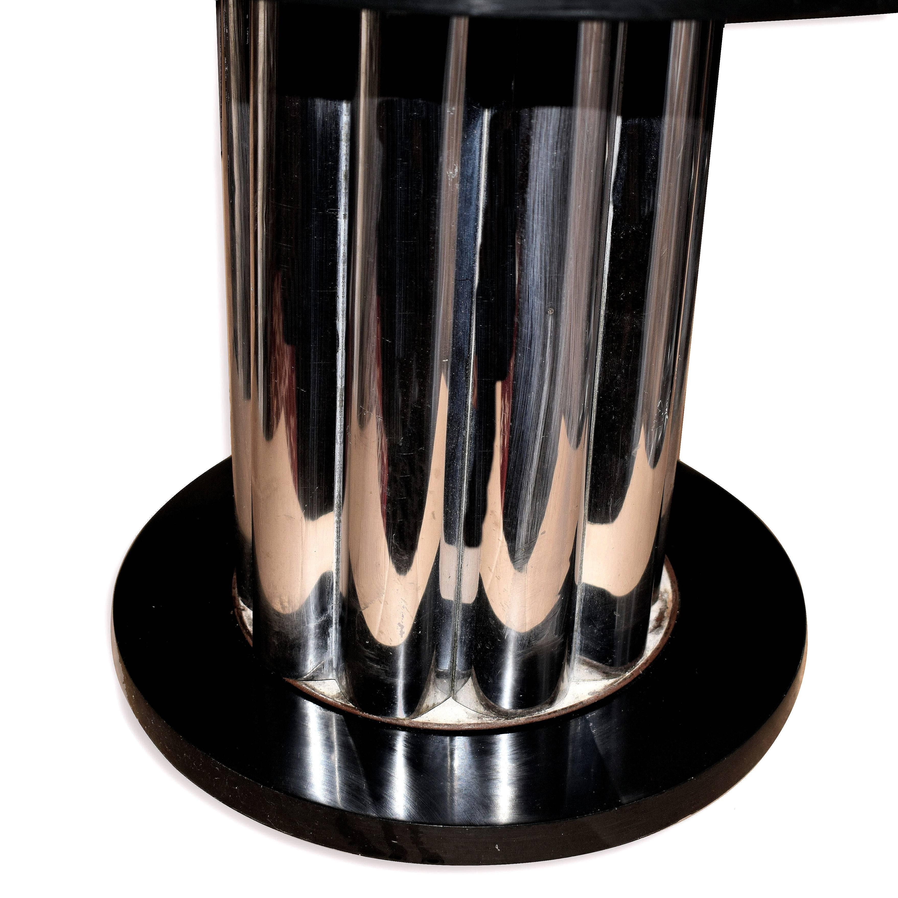 1930s Art Deco Modernist Chrome and Ebonized Table In Good Condition In Devon, England