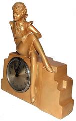 English Wind Up Art Deco Figural Clock
