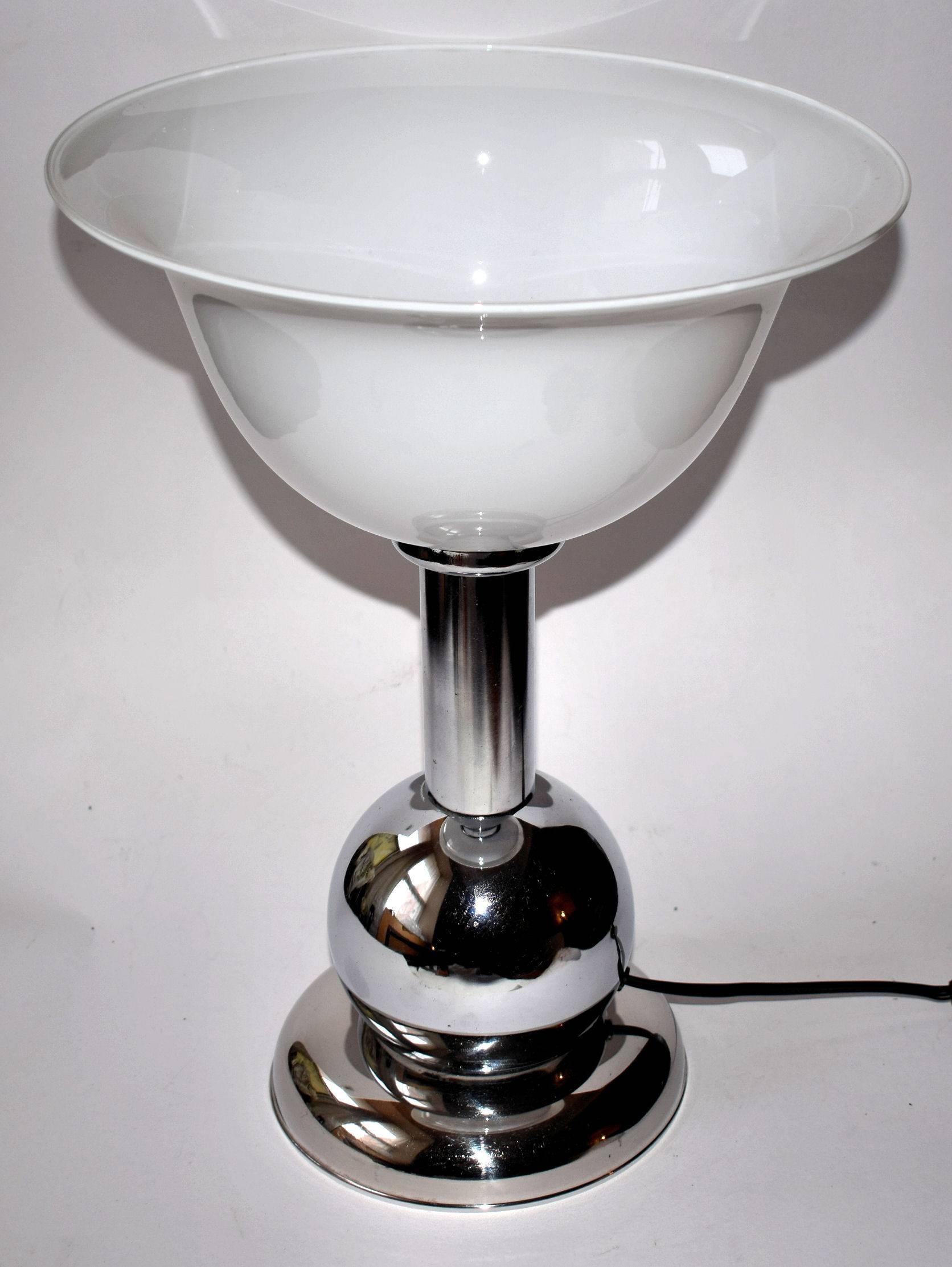 20th Century Large Art Deco Chrome Modernist Table Lamp