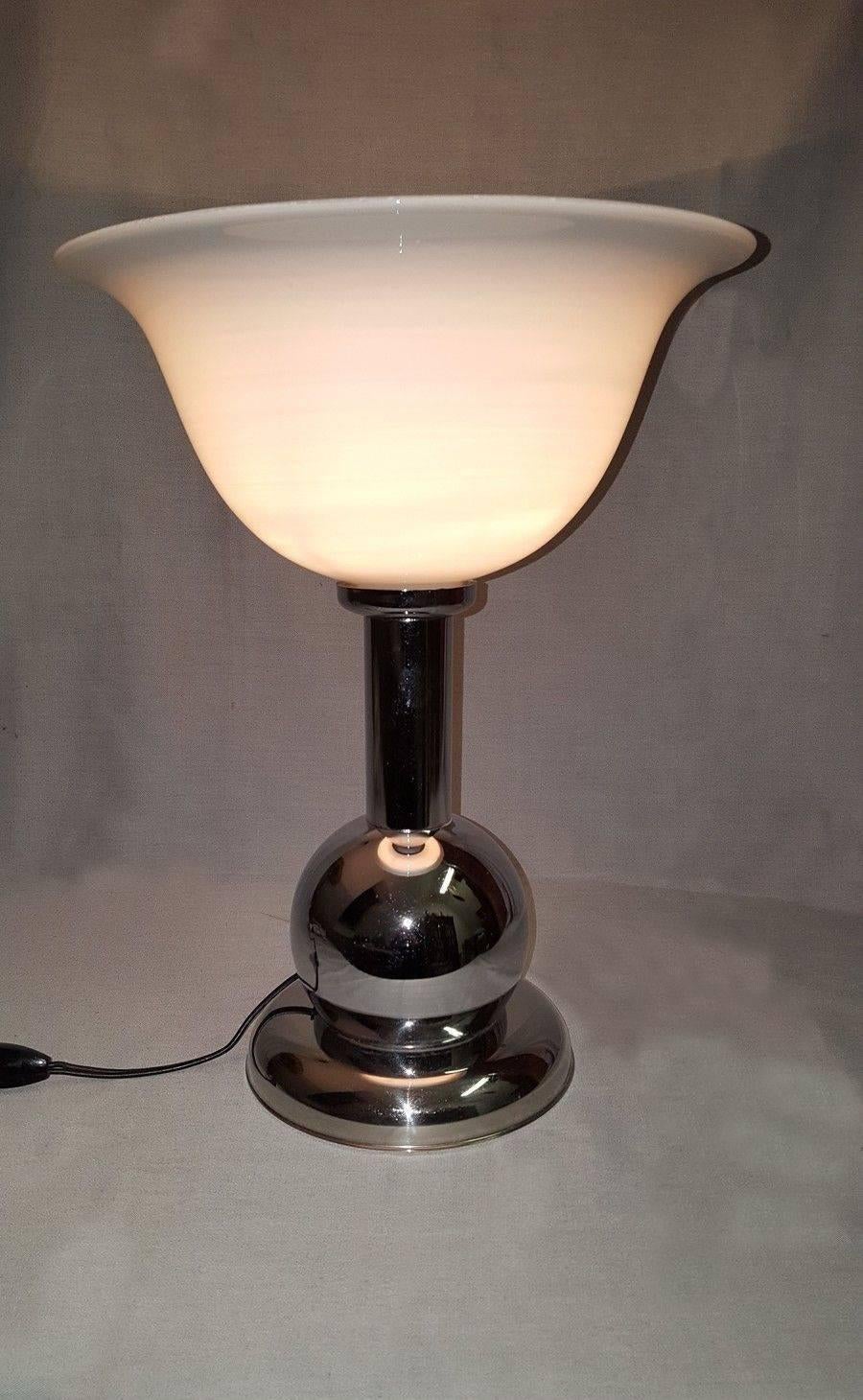 Large Art Deco Chrome Modernist Table Lamp 1