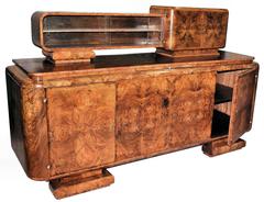 Superb 1930s Art Deco Walnut Sideboard, Wall Unit