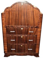 English 1930s Art Deco Mahogany Cloud Bureau