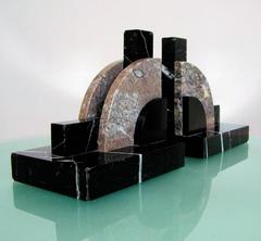 Original 1930s Art Deco Pair of Geometric Solid Marble Bookends