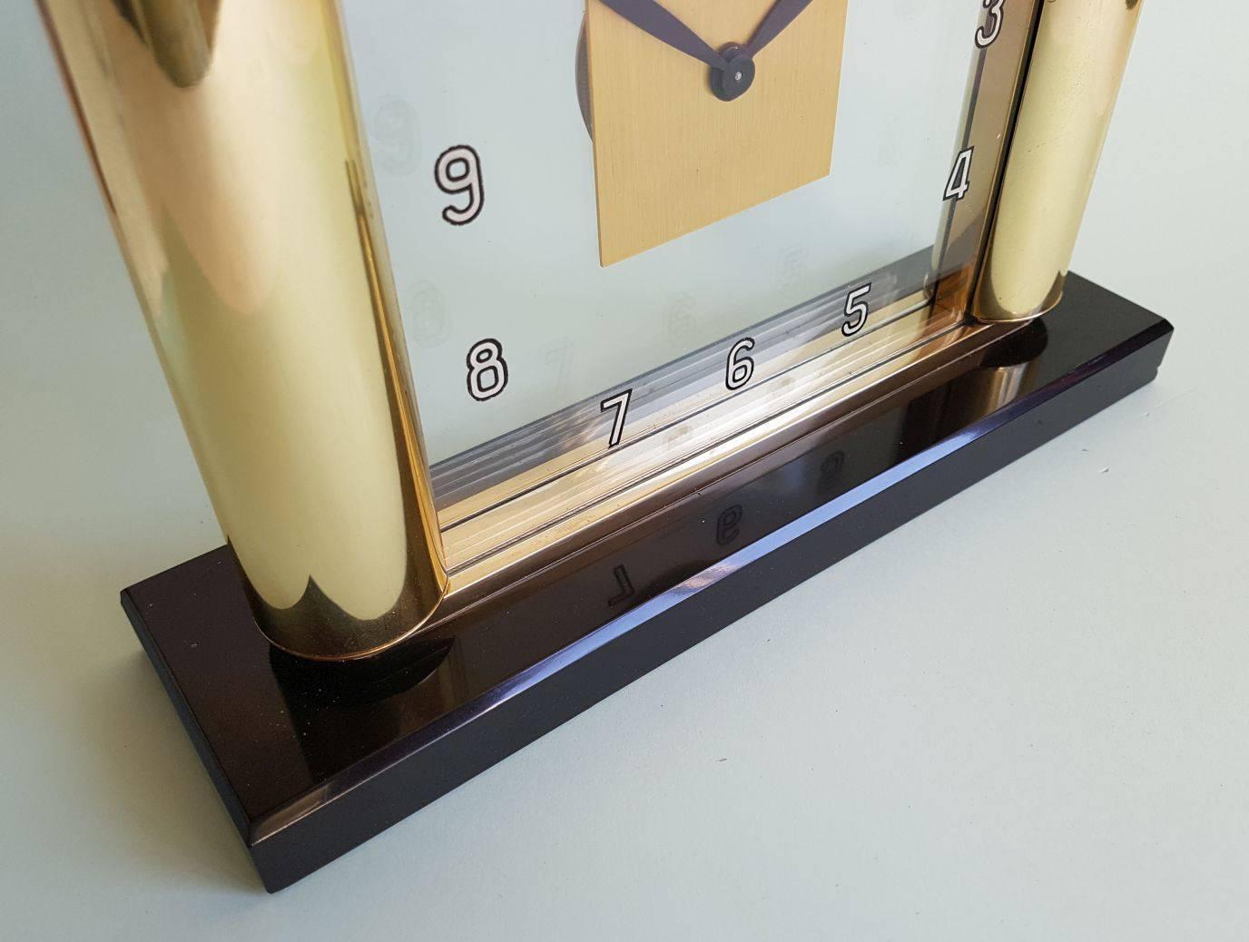  Rare Art Deco Clock by Jaeger-LeCoultre  c1930 In Excellent Condition In Devon, England