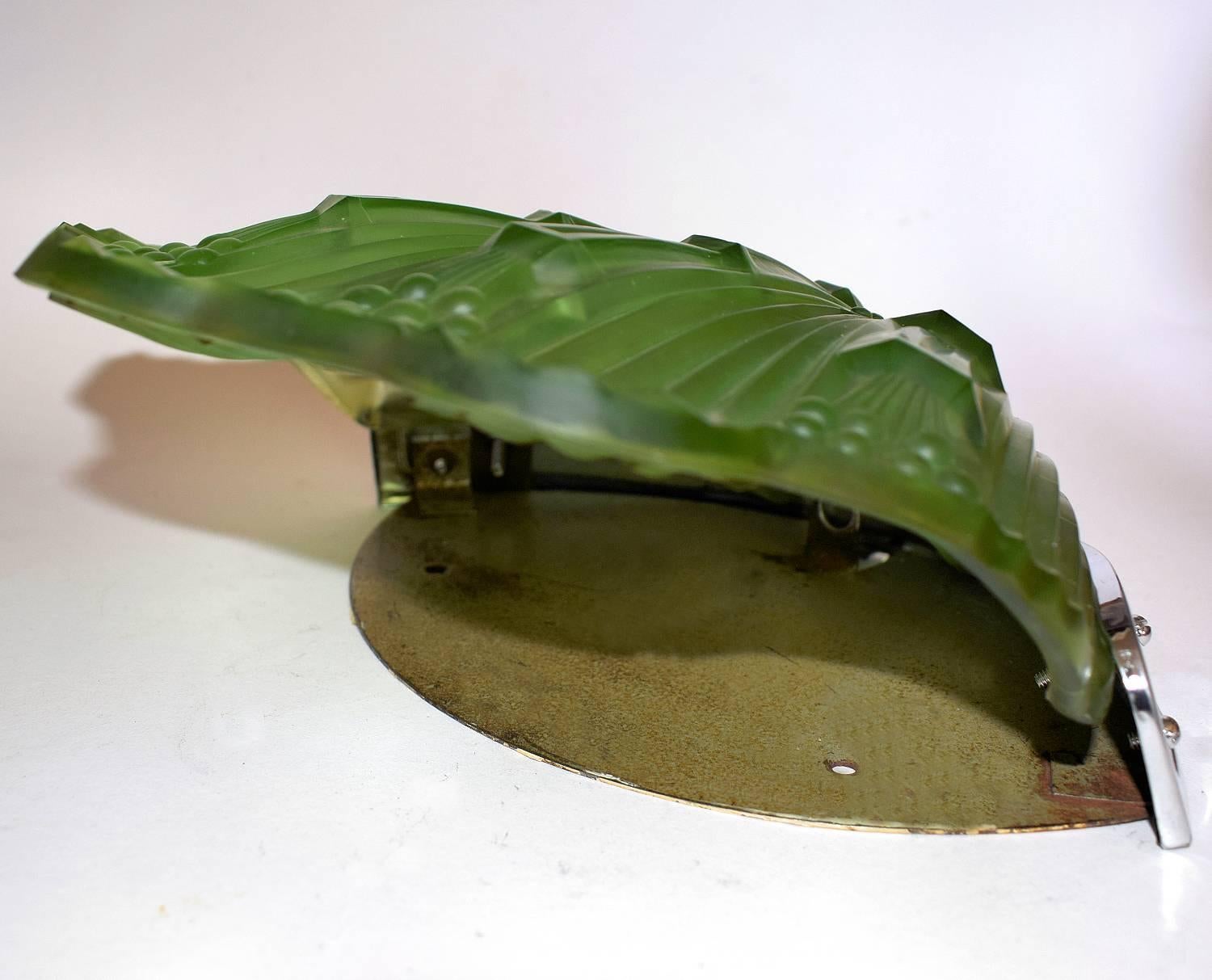 20th Century Rare 1930s Art Deco Large English Glass Wall Light Sconces