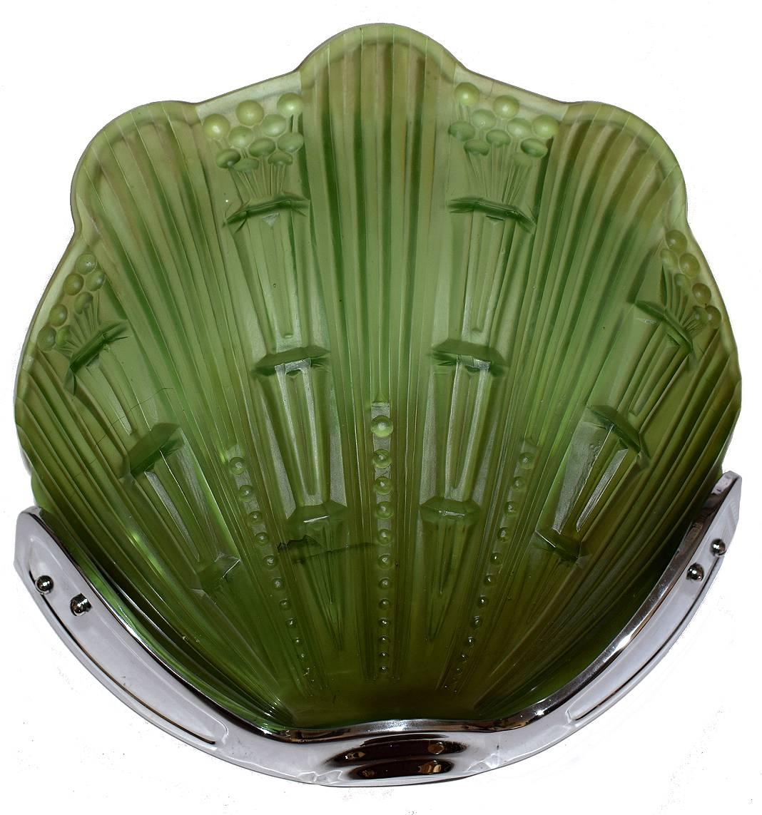 Rare 1930s Art Deco Large English Glass Wall Light Sconces 2