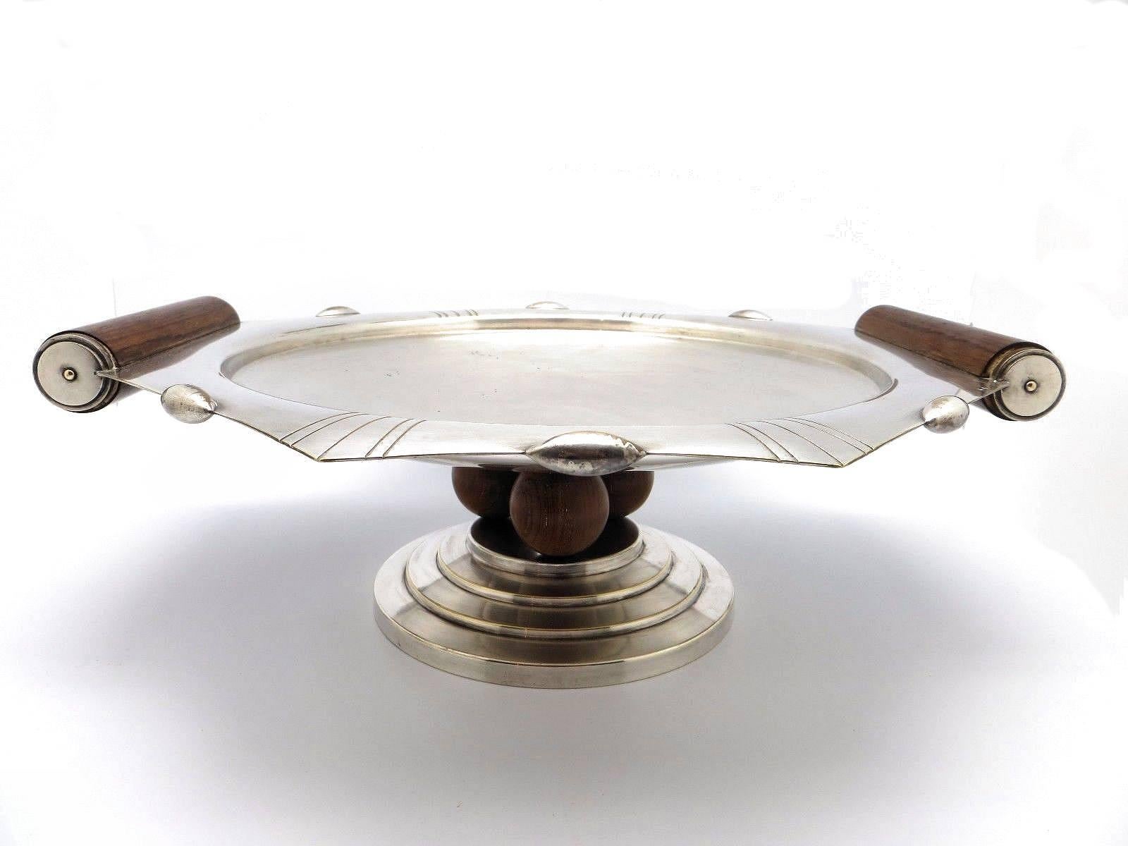 20th Century Modernist Art Deco Silver Plated Comport Coupe, circa 1930