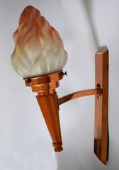 English Pair of Art Deco Phenolic Bakelite and Glass Wall Light Sconces