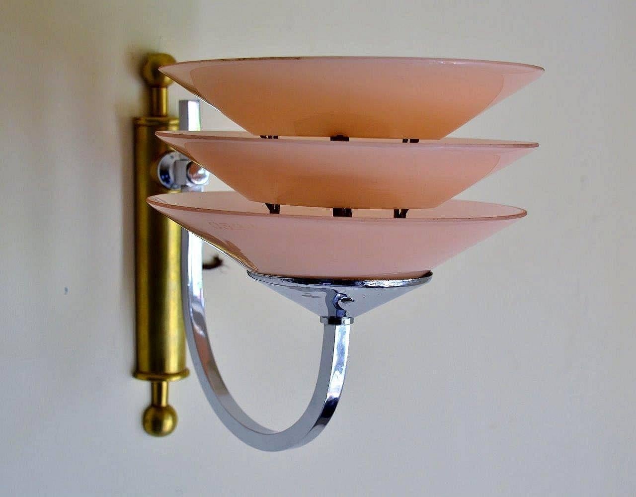 Rare Machine Age Art Deco Pair of English Wall Light Sconces 2