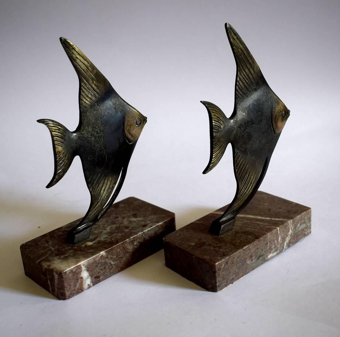 French Art Deco Modernist Fish Bookends