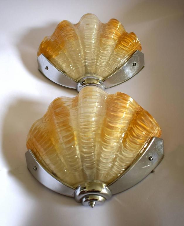 Art Deco English Shell Wall Light Sconces For Sale at 1stDibs art deco shell wal lights