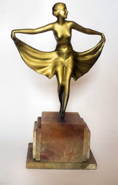 Huge Art Deco Spelter Dancing Figure