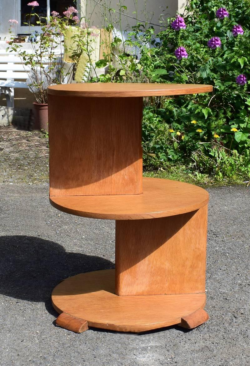 Polished Art Deco High Style Three-Tier Occasional Table