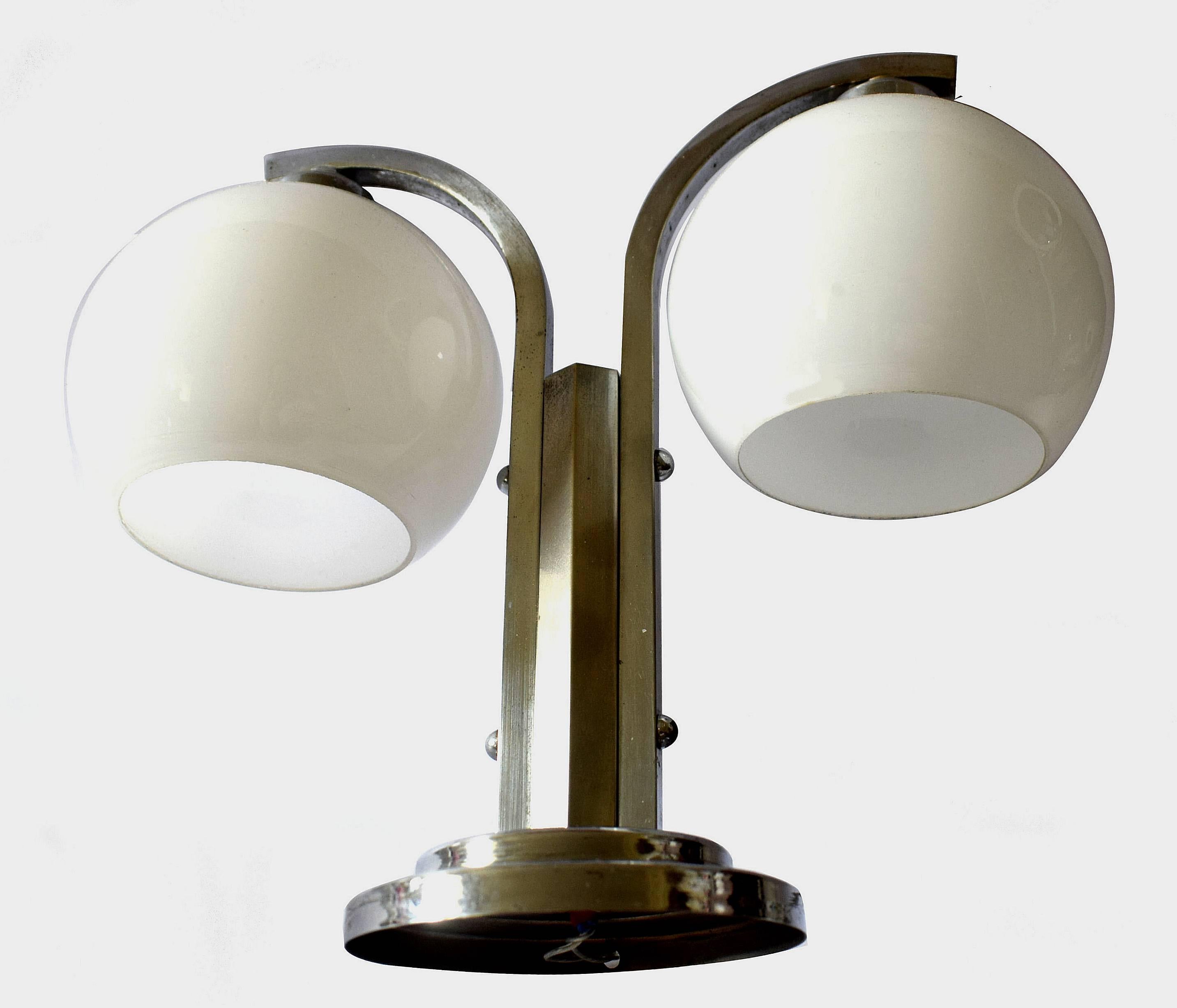 French Art Deco Modernist Double Shade Table Lamp For Sale