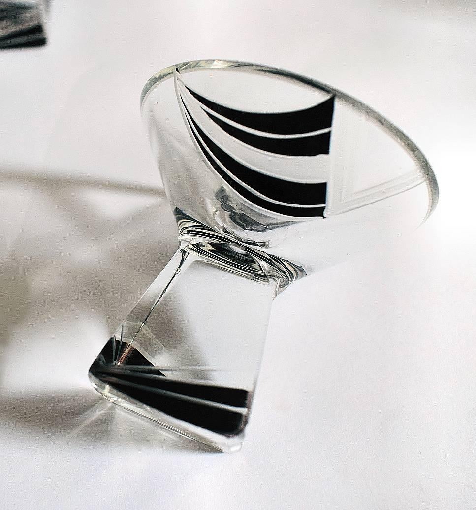 Enameled Art Deco Crystal Czech Decanter Set