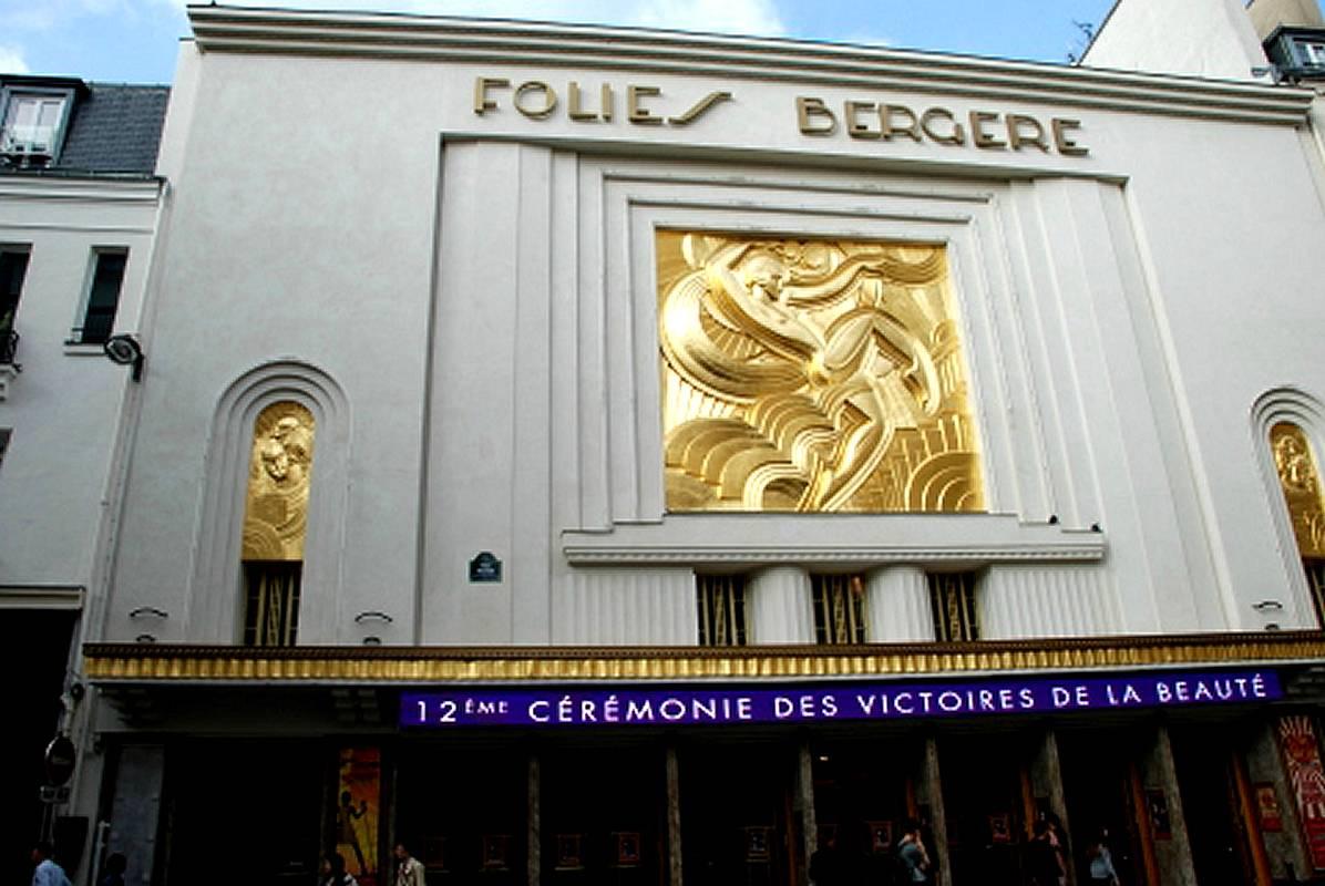 This is a super rare opportunity to acquire one of these beautifully reduced versions of the facade bas-relief of the Folies-Bergeres cabaret by Maurice Picaud aka Pico (1900-1977). 
He was a French architect, interior designer and one time