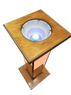 Glamorous and Rare English Art Deco Pink Mirror Floor Lamp