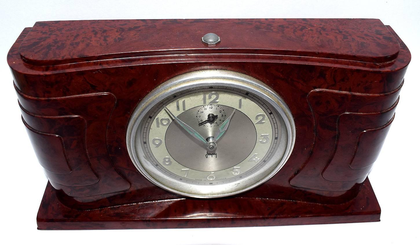 20th Century Art Deco Bakelite Streamline Clock by Japy France