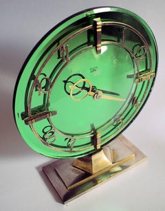Art Deco English Smiths Green Mirrored Clock