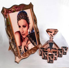 Huge Art Deco Peach Mirror Glass Picture Frame, circa 1930
