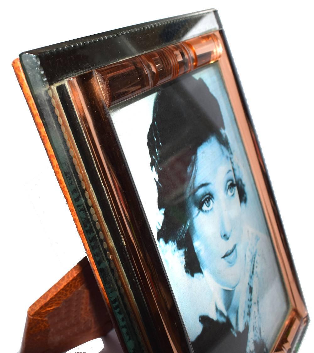Leather 1930s Art Deco French Mirror Picture Frame