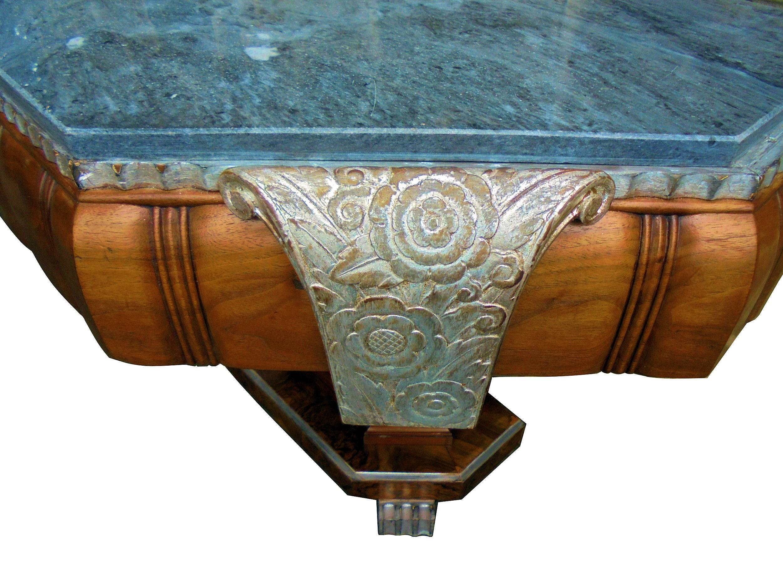 Marble High Style Art Deco English Console Table, circa 1932