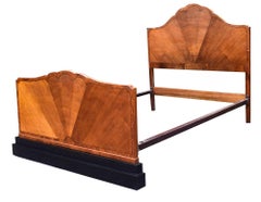 English Art Deco Fan Shaped Double Bed
