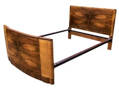 English 1930s Art Deco Walnut Double Bed