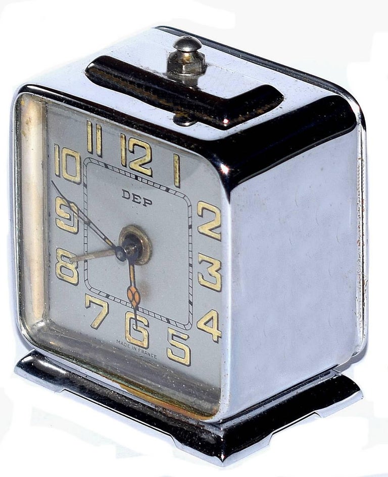 French Chrome Art Deco Alarm Clock by Dep at 1stDibs
