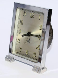 French Art Deco Chrome Modernist Clock