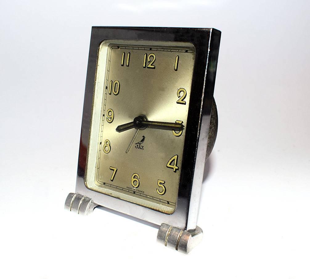 20th Century French Art Deco Chrome Modernist Clock