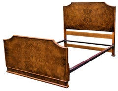 English 1930s Art Deco Walnut Double Bed