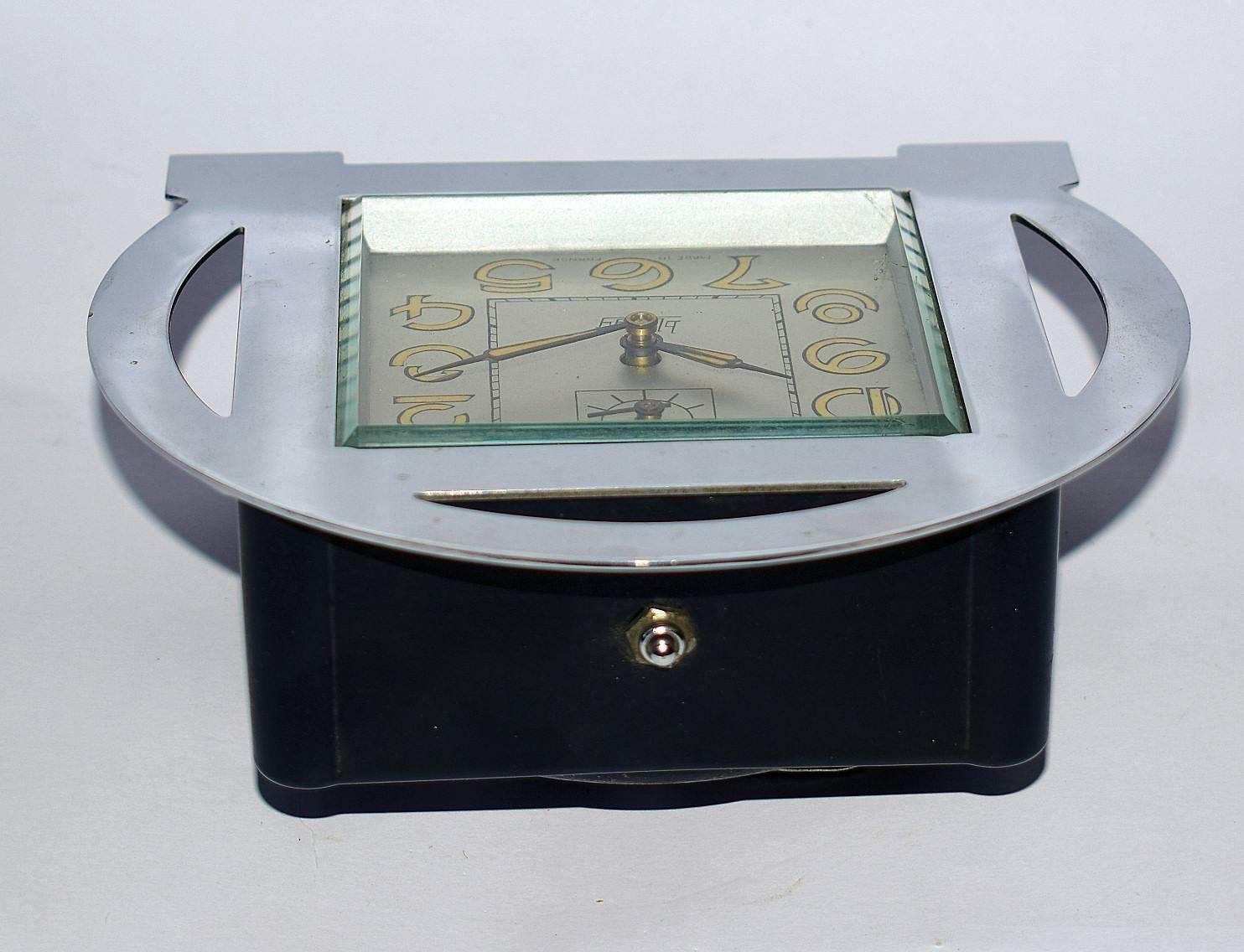20th Century 1930s Art Deco Blangy Chrome Clock