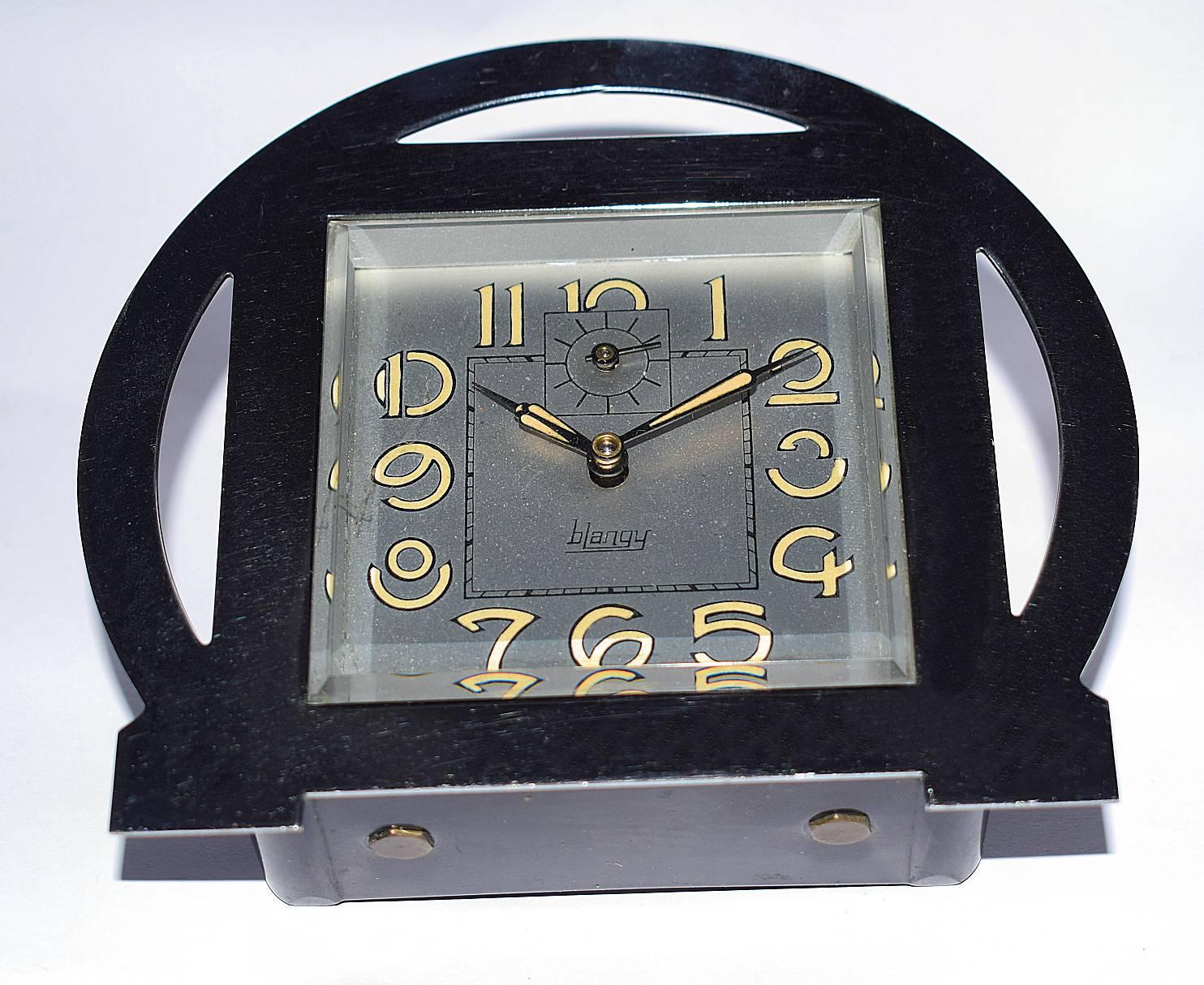 Glass 1930s Art Deco Blangy Chrome Clock