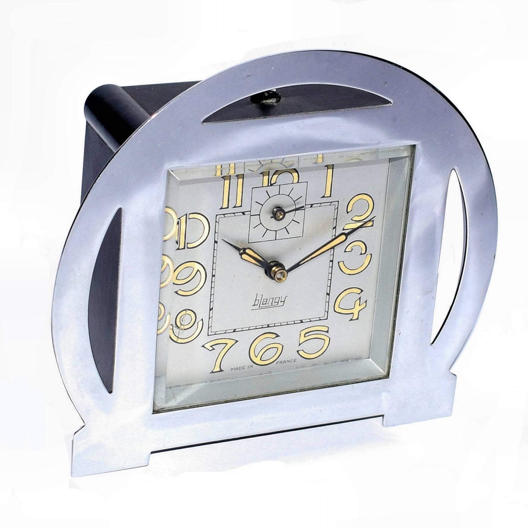 1930s Art Deco Blangy Chrome Clock 1