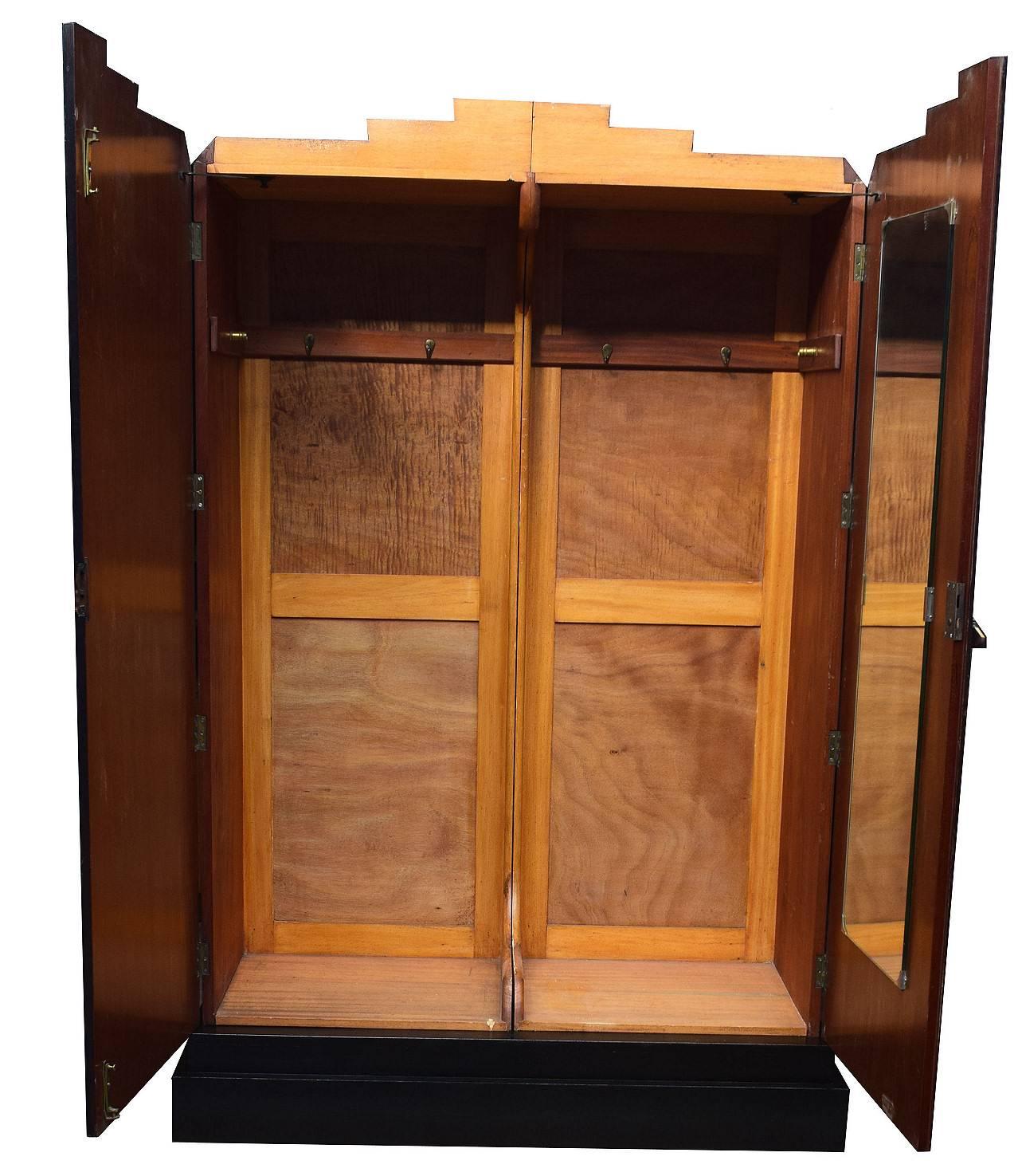 20th Century English Art Deco High Style Double Wardrobe