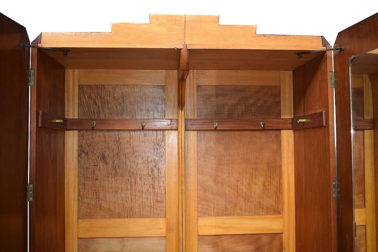 Macassar English Art Deco High Style Double Wardrobe